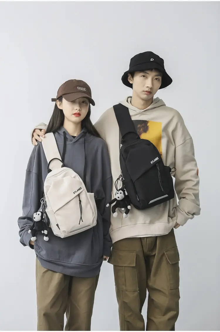 Men Casual Japanese Shoulder Bag Black Student Fashion — feature 15