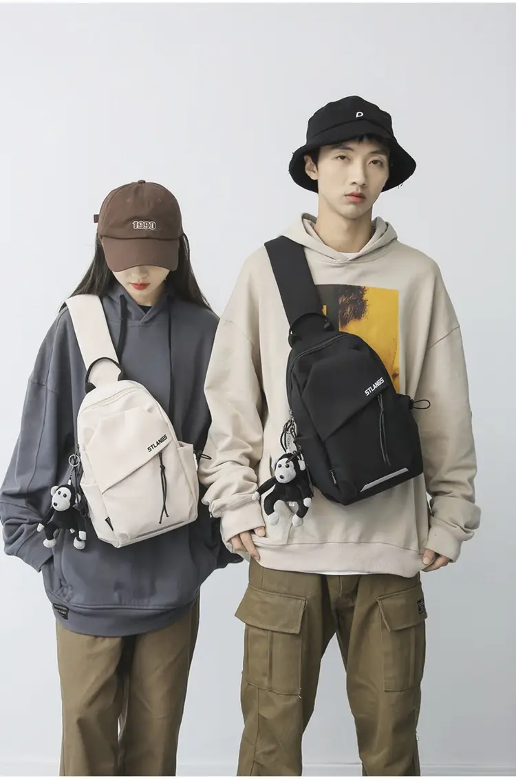 Men Casual Japanese Shoulder Bag Black Student Fashion — feature 16