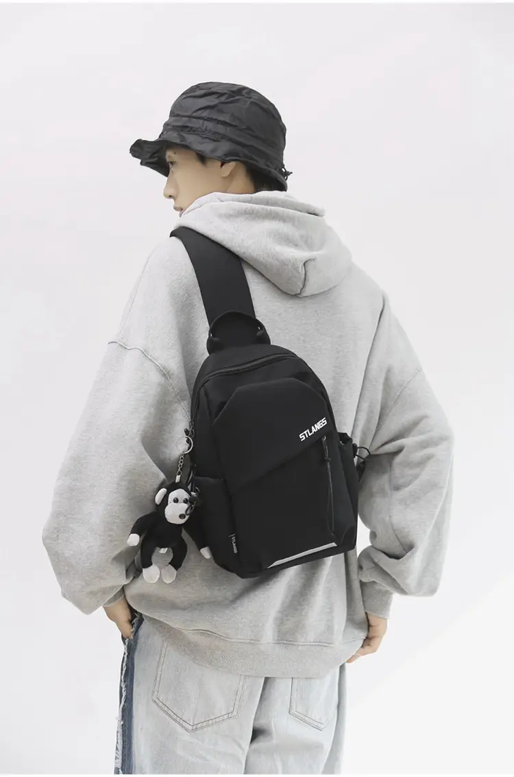 Men Casual Japanese Shoulder Bag Black Student Fashion — feature 18