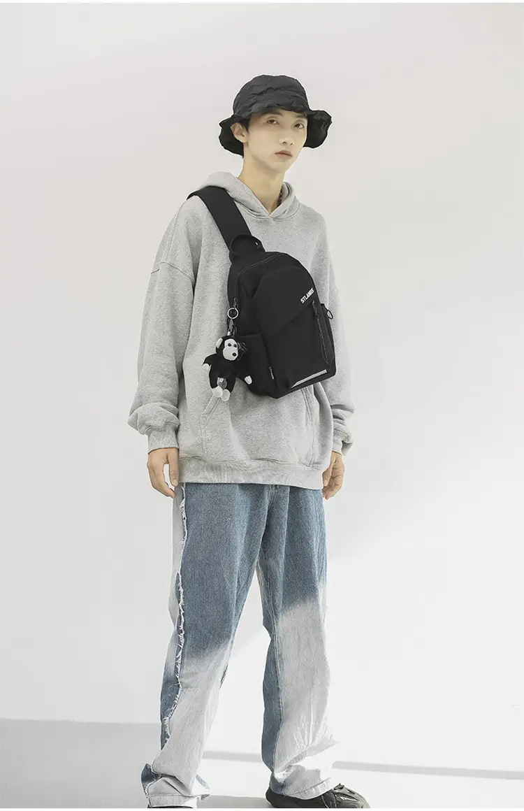 Men Casual Japanese Shoulder Bag Black Student Fashion — feature 20