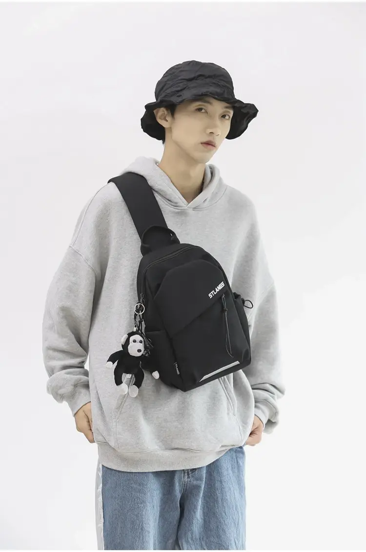 Men Casual Japanese Shoulder Bag Black Student Fashion — feature 21