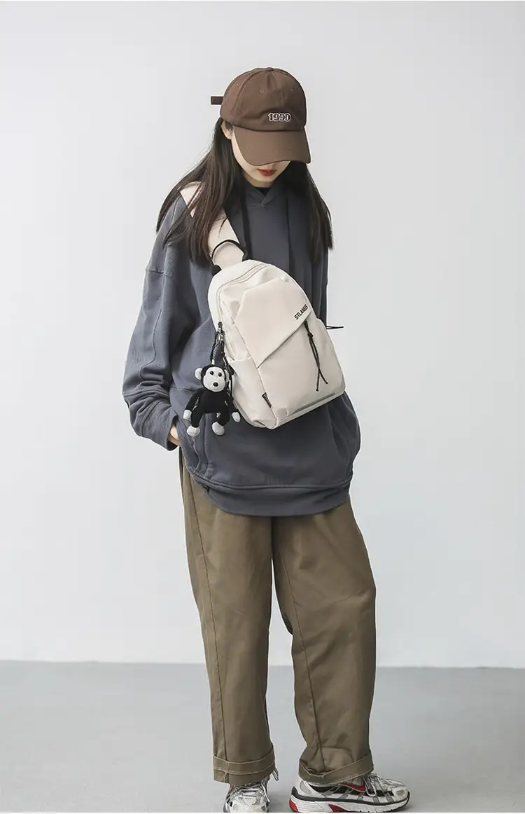 Men Casual Japanese Shoulder Bag Black Student Fashion — feature 9