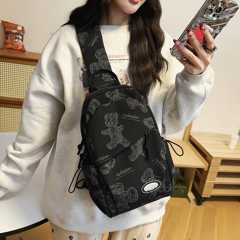 Men Casual Japanese Shoulder Bag Black Student Fashion - Image 6