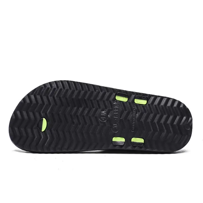 Men's Black Green Strap Flat Sandals Summer - Image 8