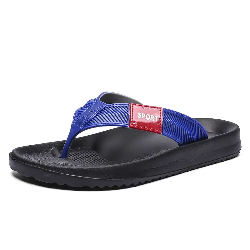 Men's Black Green Strap Flat Sandals Summer - Image 3