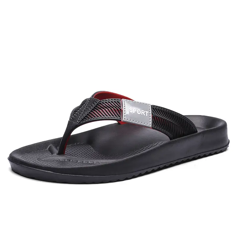Men's Black Green Strap Flat Sandals Summer - Image 4