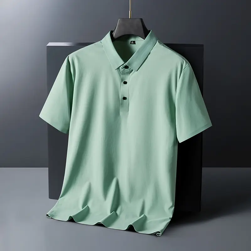 Men Olive Green Polo T-Shirt Short Sleeve Cool Breathable - Image 14