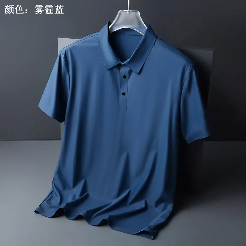Men Olive Green Polo T-Shirt Short Sleeve Cool Breathable - Image 2
