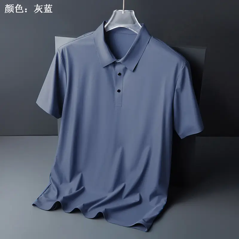 Men Olive Green Polo T-Shirt Short Sleeve Cool Breathable - Image 3