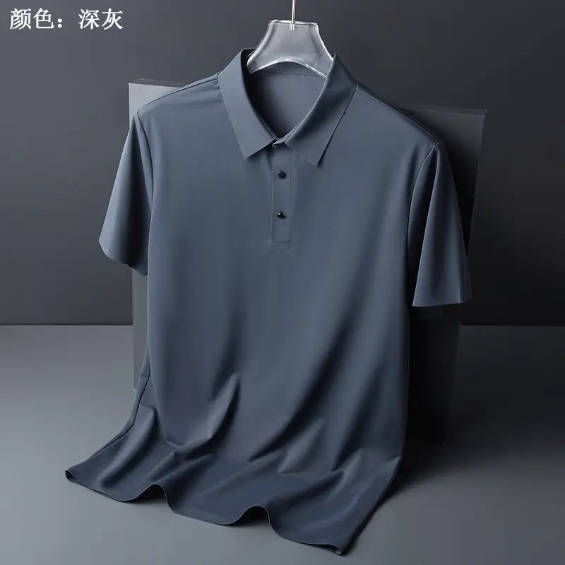 Men Olive Green Polo T-Shirt Short Sleeve Cool Breathable - Image 5