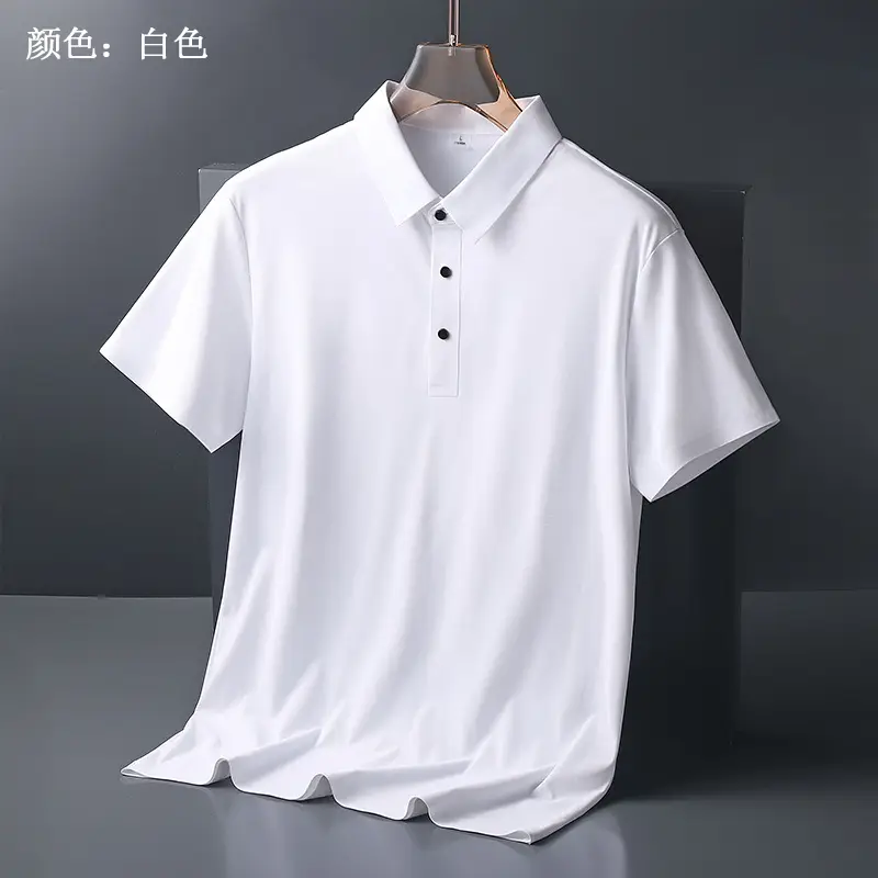 Men Olive Green Polo T-Shirt Short Sleeve Cool Breathable - Image 6