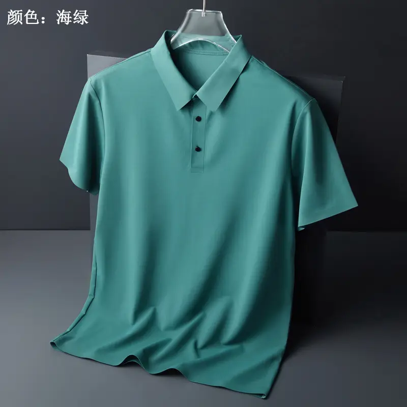 Men Olive Green Polo T-Shirt Short Sleeve Cool Breathable - Image 7