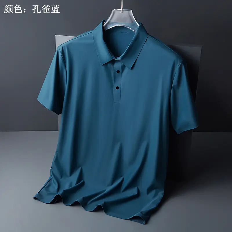Men Olive Green Polo T-Shirt Short Sleeve Cool Breathable - Image 8