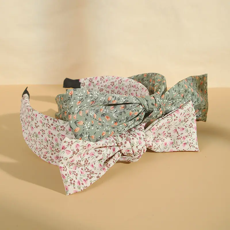 Orange Printed Korean Headband with Rabbit Ears - Image 8