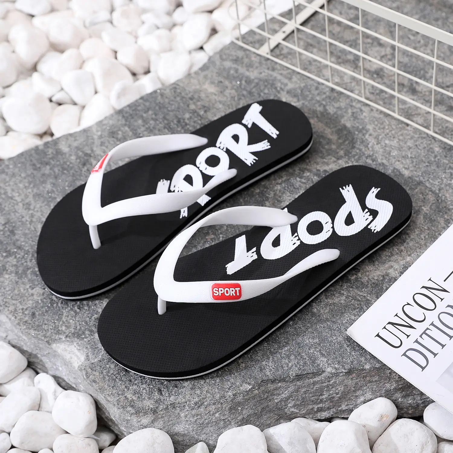 Men's Grey Non-Slip Flip Flops Summer Wear — feature 22