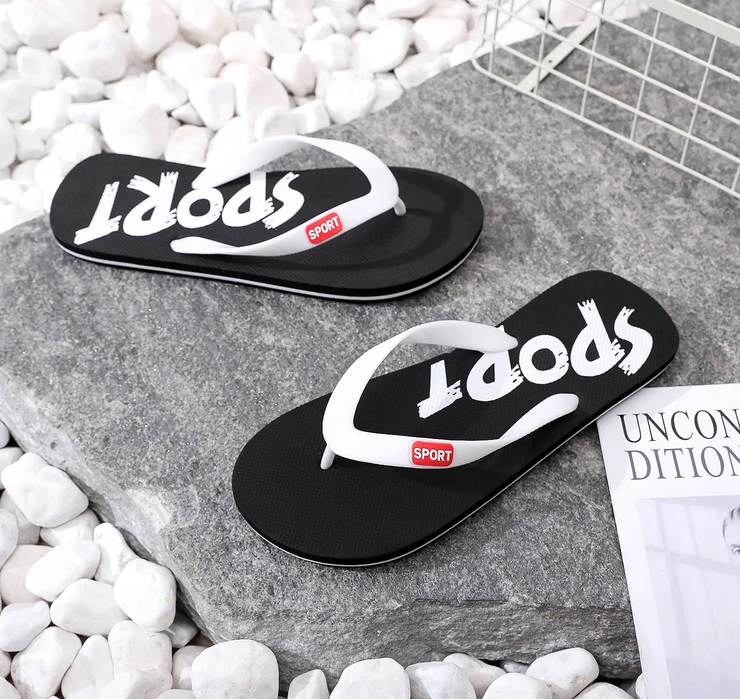 Men's Grey Non-Slip Flip Flops Summer Wear — feature 23