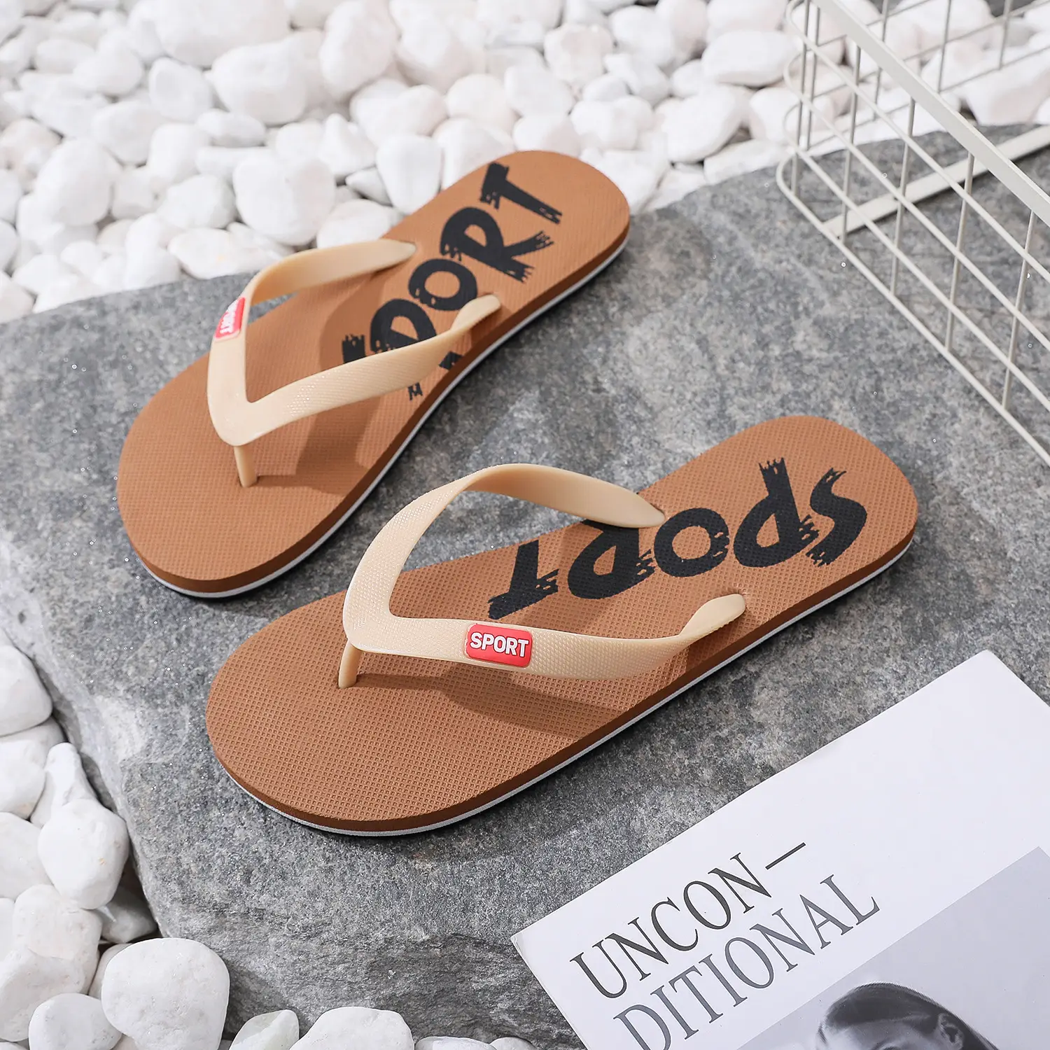 Men's Grey Non-Slip Flip Flops Summer Wear — feature 29