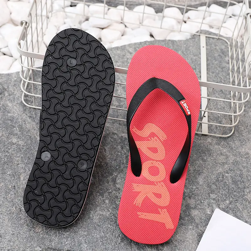 Men's Grey Non-Slip Flip Flops Summer Wear — feature 34