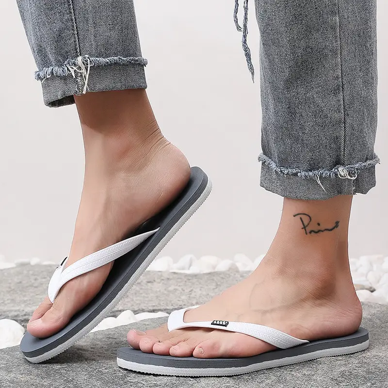 Men's Grey Non-Slip Flip Flops Summer Wear — feature 6