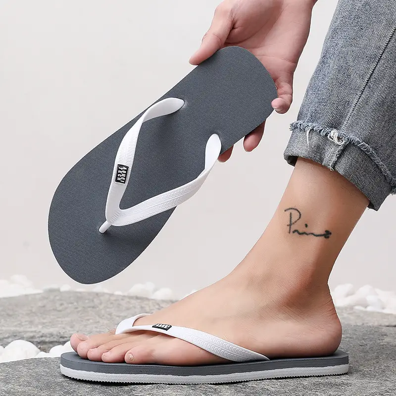 Men's Grey Non-Slip Flip Flops Summer Wear — feature 7