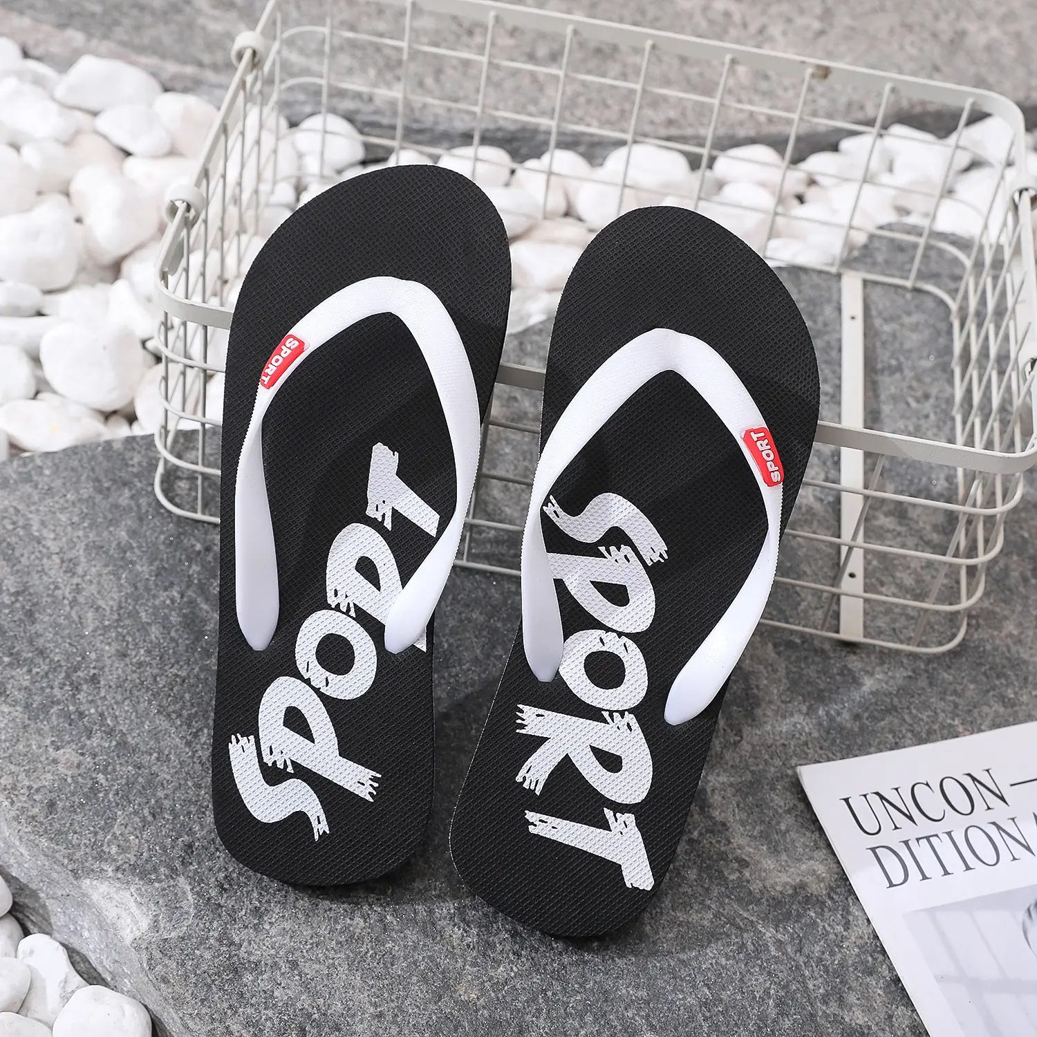 Men's Grey Non-Slip Flip Flops Summer Wear
