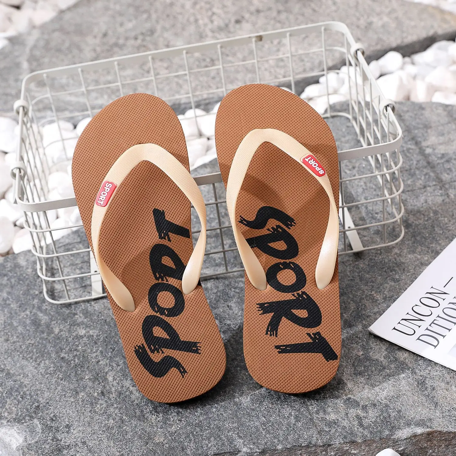 Men's Grey Non-Slip Flip Flops Summer Wear