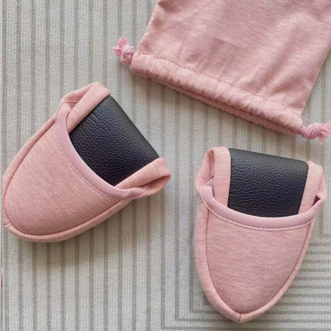Cross-border Export Japanese-style Amazon Portable Folding Cotton Slippers Silent Indoor Travel Folding Shoes for Men and Women