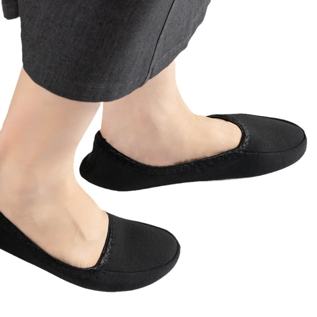 Cross-border Export Japanese-style Amazon Portable Folding Cotton Slippers Silent Indoor Travel Folding Shoes for Men and Women