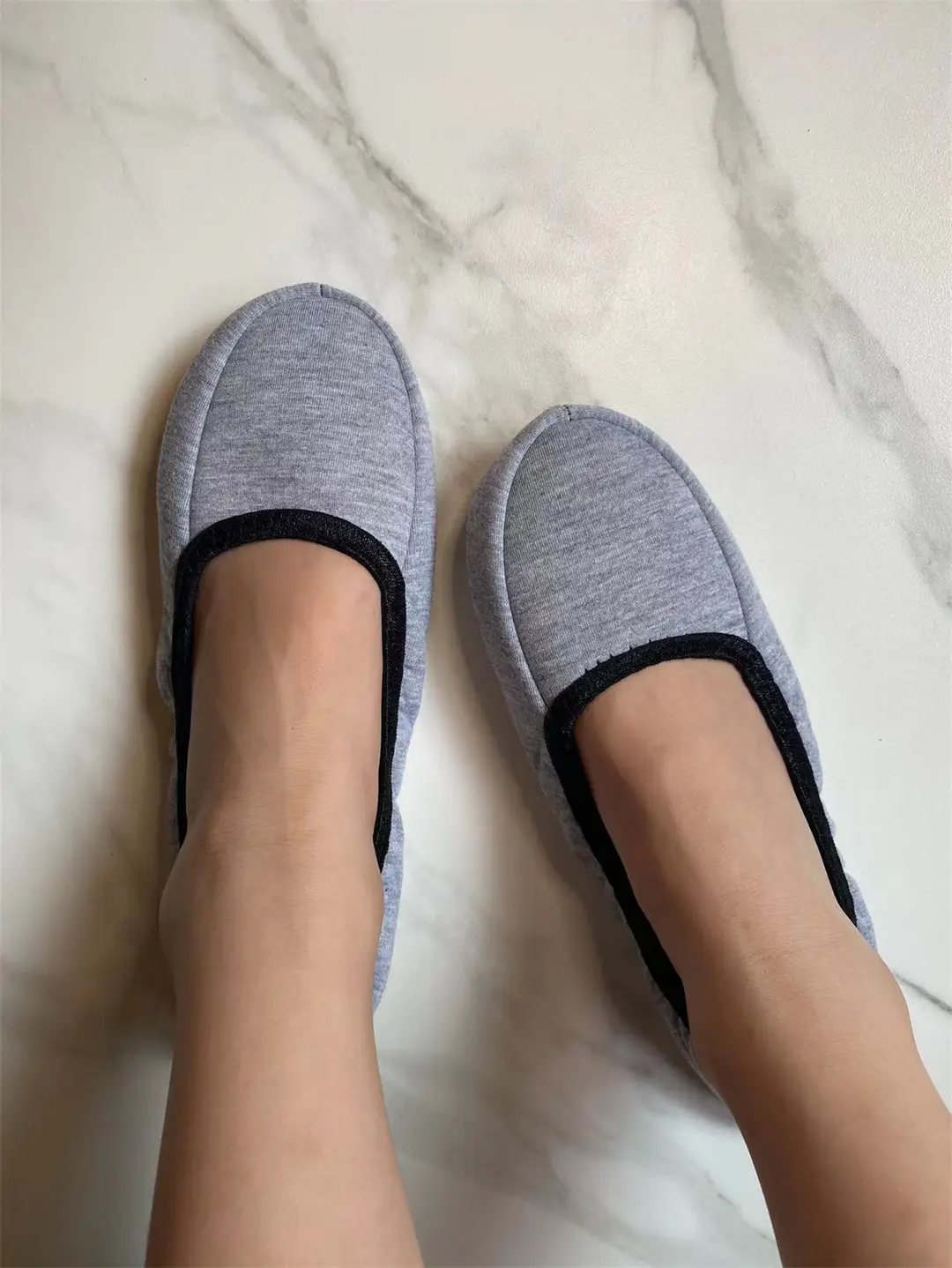 Cross-border Export Japanese-style Amazon Portable Folding Cotton Slippers Silent Indoor Travel Folding Shoes for Men and Women