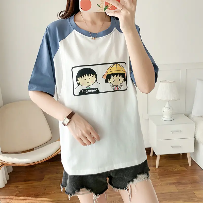 Pure Cotton Anime Print T-Shirt Short Sleeve Summer Wear - Image 6