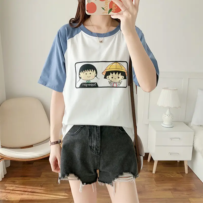Pure Cotton Anime Print T-Shirt Short Sleeve Summer Wear — feature 10