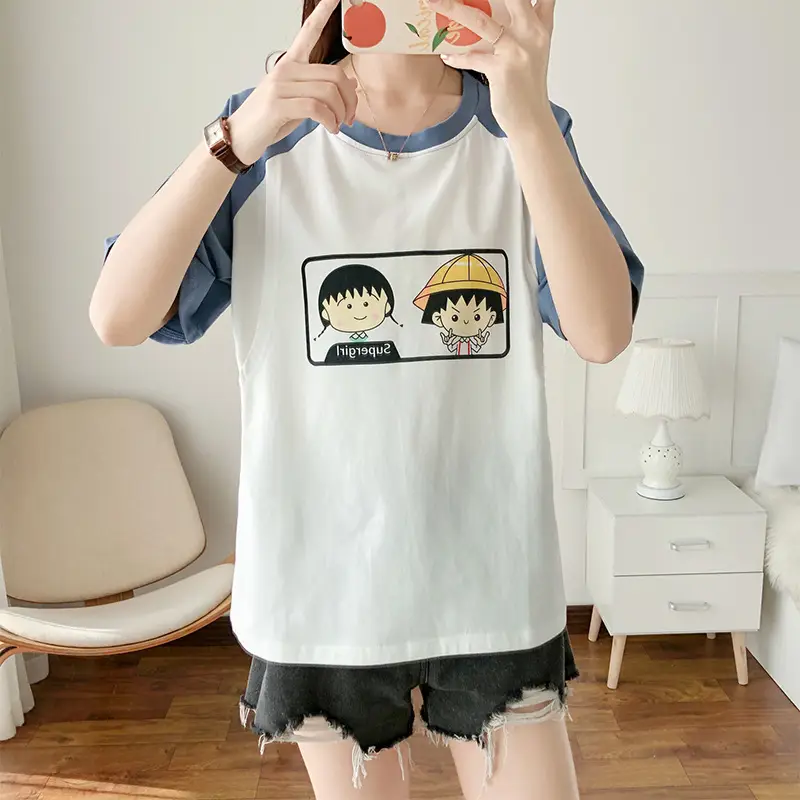 Pure Cotton Anime Print T-Shirt Short Sleeve Summer Wear — feature 11