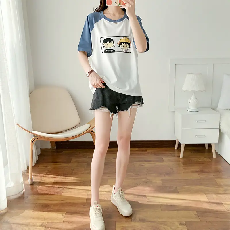 Pure Cotton Anime Print T-Shirt Short Sleeve Summer Wear — feature 14