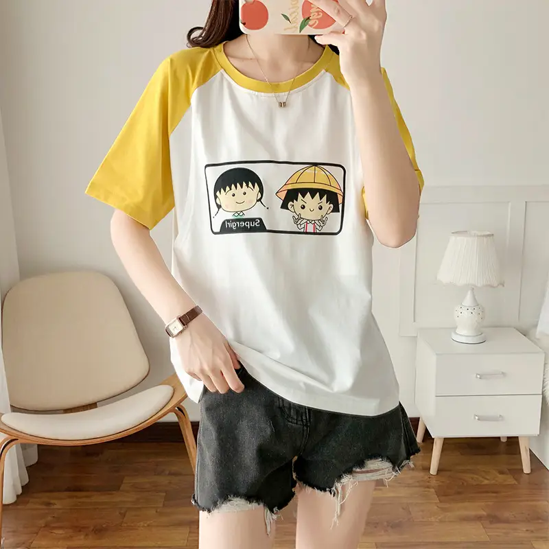 Pure Cotton Anime Print T-Shirt Short Sleeve Summer Wear — feature 17