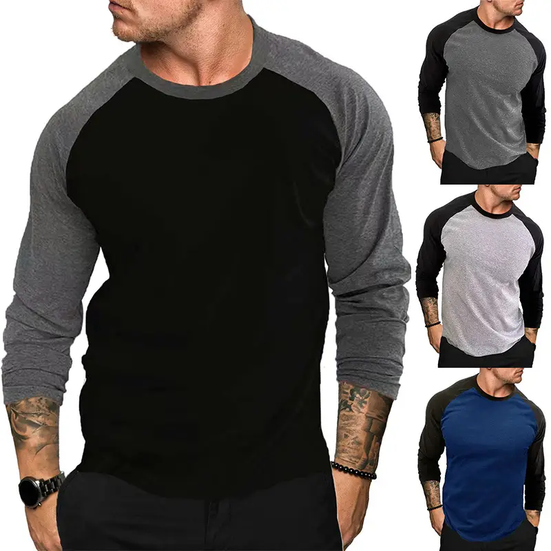 New Men's White Black Raglan Sleeve T-Shirt Large - Image 6