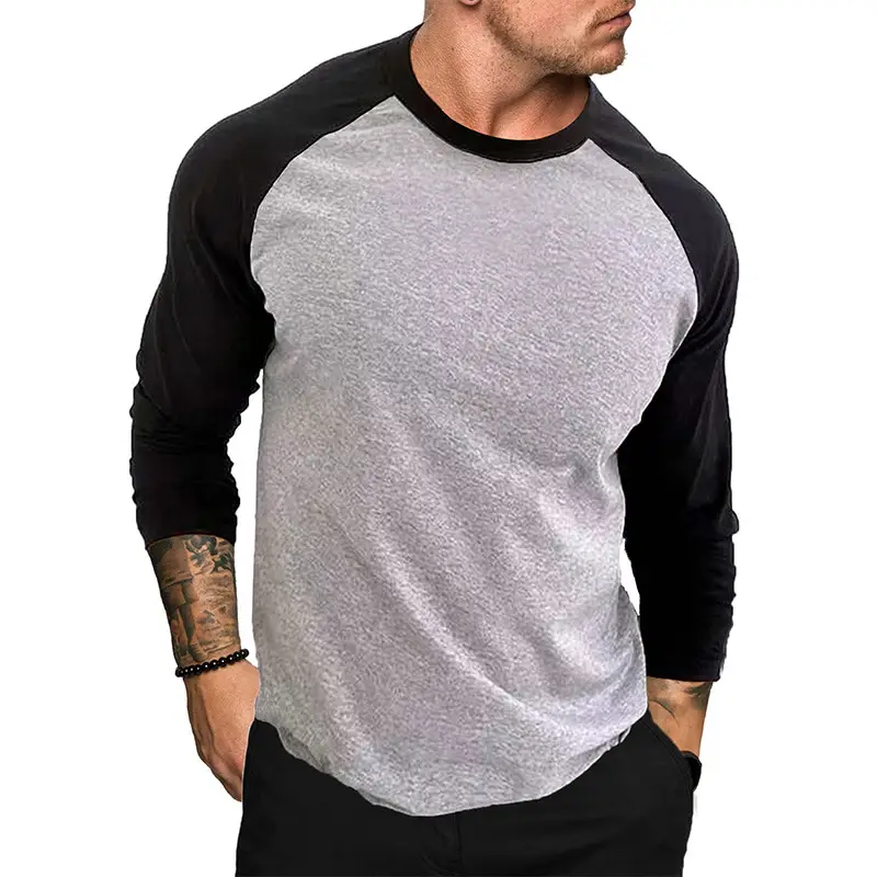 New Men's White Black Raglan Sleeve T-Shirt Large - Image 5