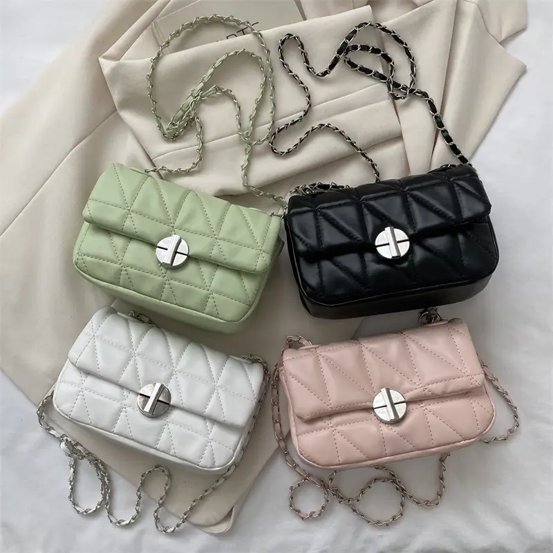 Pink Rhombic Shoulder Chain Bag Women 2023 - Image 6