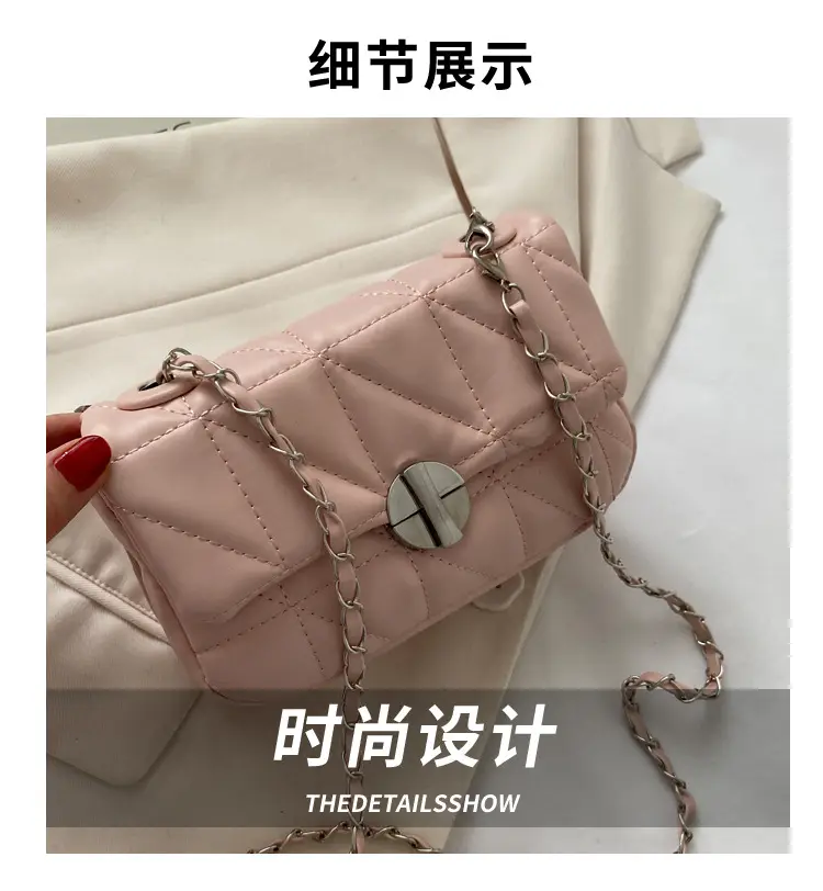 Pink Rhombic Shoulder Chain Bag Women 2023 — feature 4