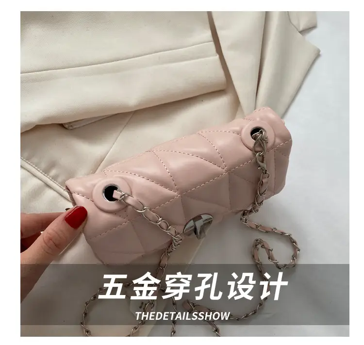 Pink Rhombic Shoulder Chain Bag Women 2023 — feature 5