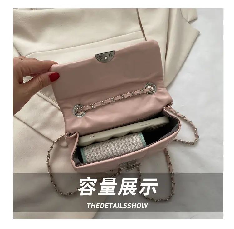 Pink Rhombic Shoulder Chain Bag Women 2023 — feature 7