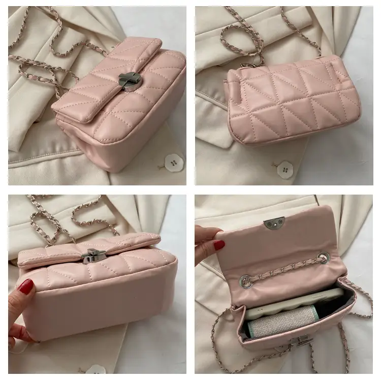 Pink Rhombic Shoulder Chain Bag Women 2023 — feature 8