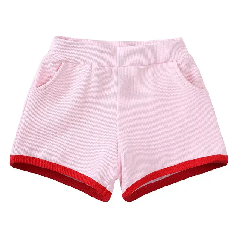 Pink Kids Shorts Set with Red Trim for Girls - Image 10