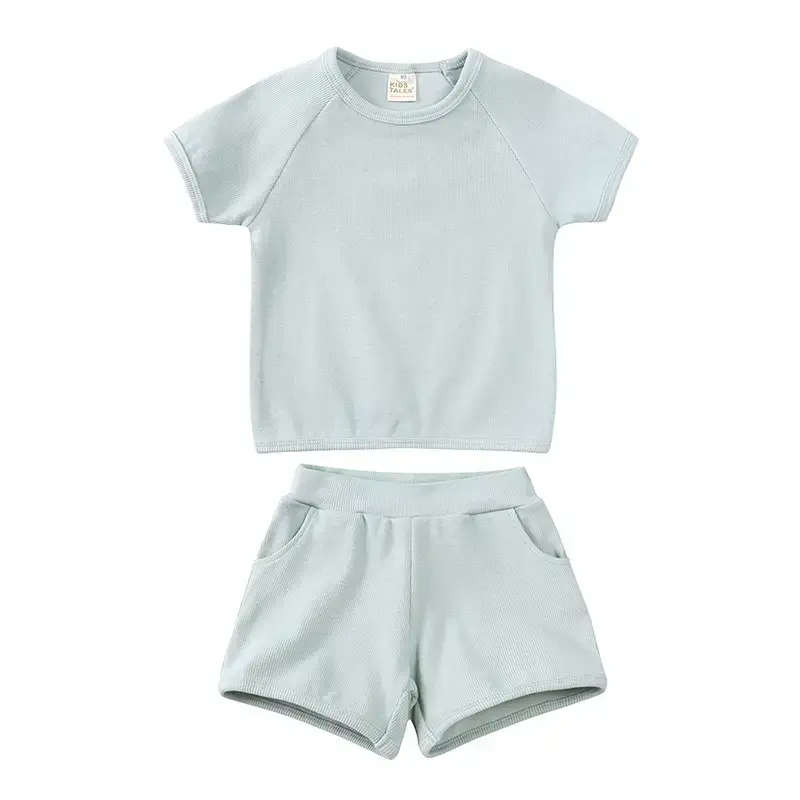 Pink Kids Shorts Set with Red Trim for Girls - Image 2