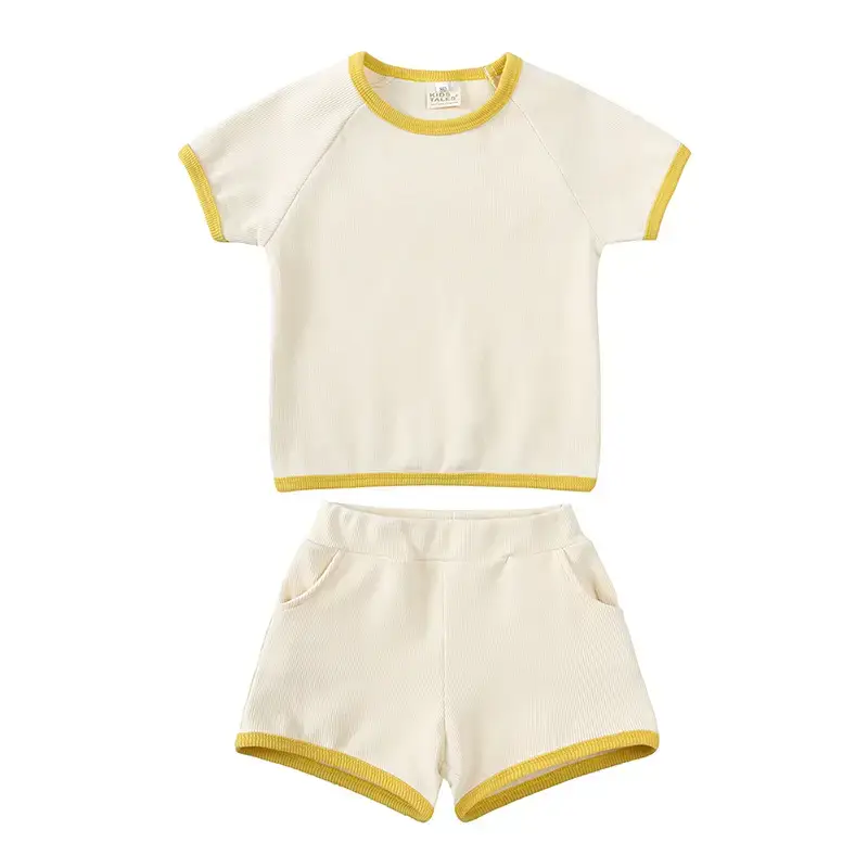 Pink Kids Shorts Set with Red Trim for Girls - Image 4