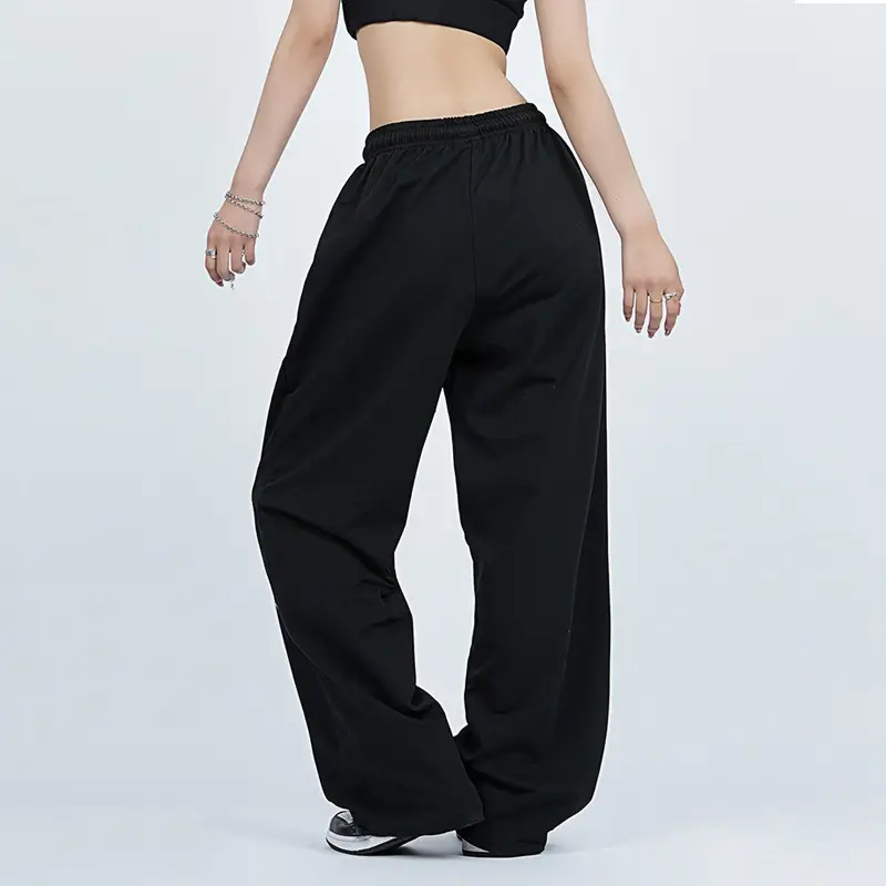 Women Hip-Hop Sweatpants Black High Waist Loose Fit - Image 5