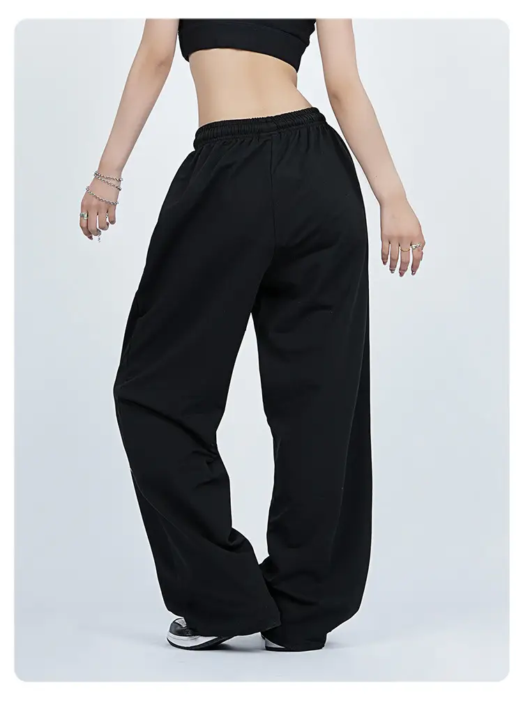 Women Hip-Hop Sweatpants Black High Waist Loose Fit — feature 8