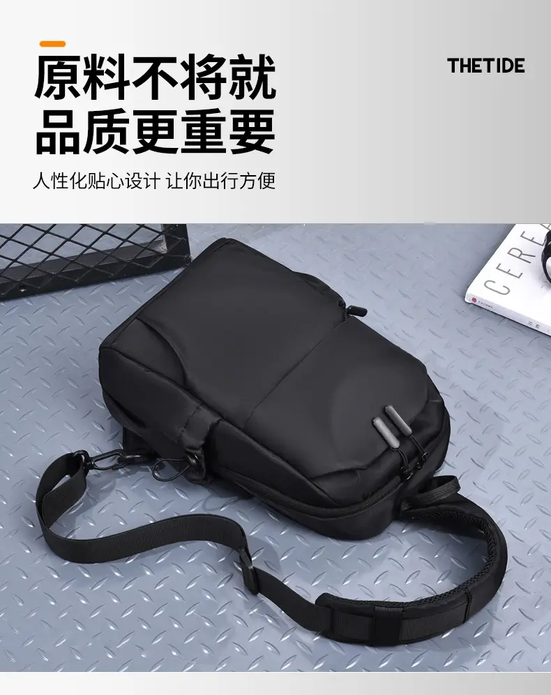 Men's Black Leather Crossbody Backpack 33cm High — feature 13