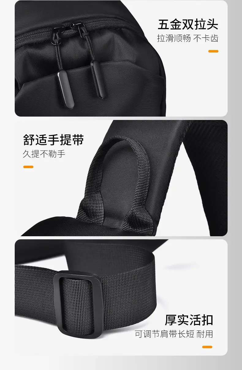 Men's Black Leather Crossbody Backpack 33cm High — feature 14
