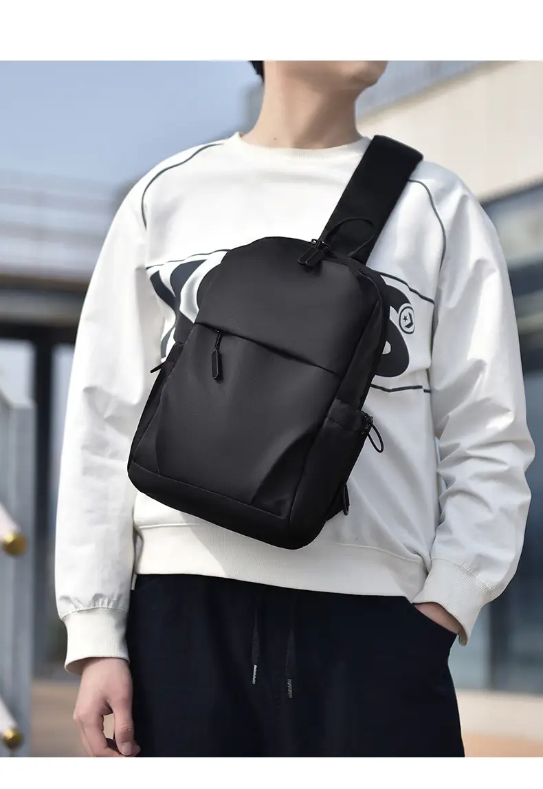 Men's Black Leather Crossbody Backpack 33cm High — feature 15