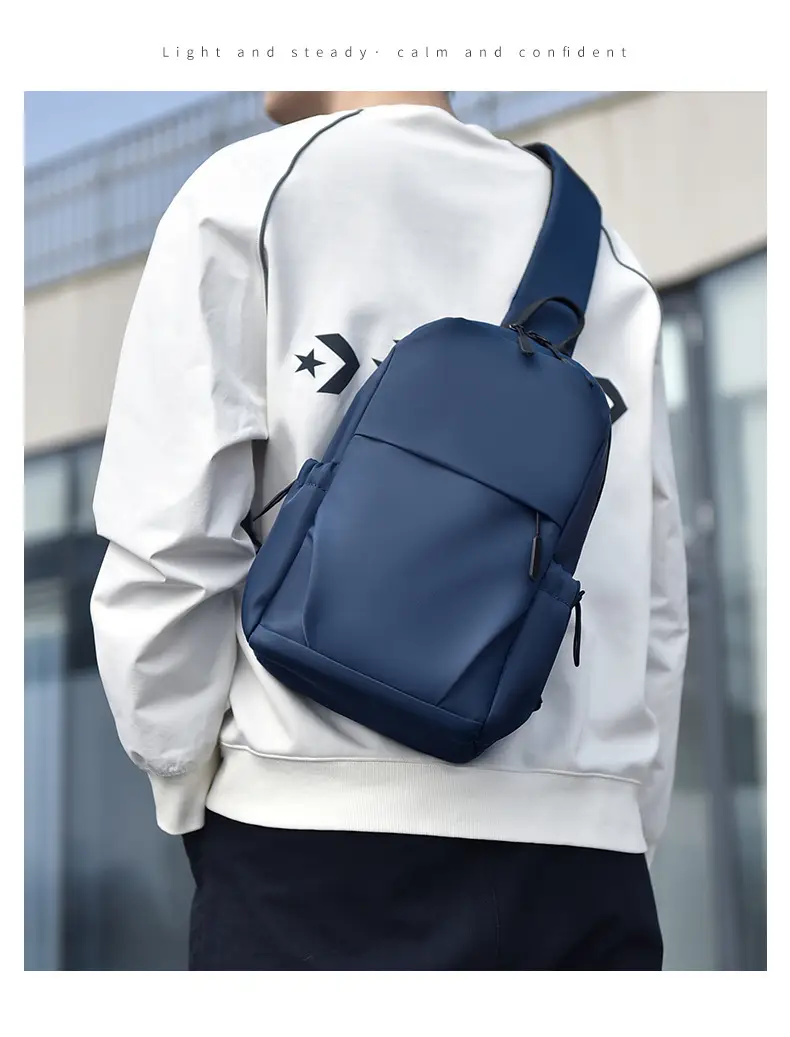 Men's Black Leather Crossbody Backpack 33cm High — feature 16